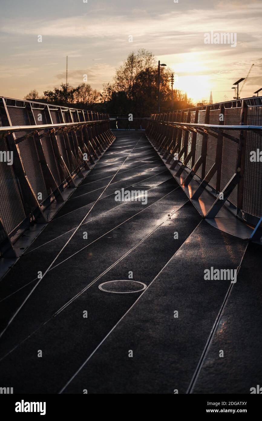 London, UK December 2020 Diamond Bridge in the Queen Elizabeth