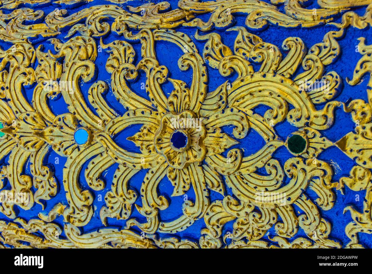 Beautiful wall and ceiling paintings in thai fine art pattern at Wat Rong  Suea Ten Temple, also known as the Blue Temple, locate at Chiang Rai  provinc Stock Photo - Alamy