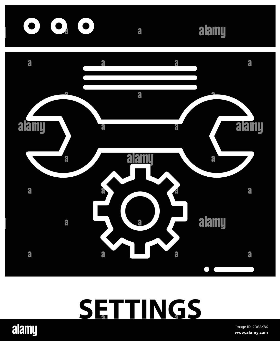 settings symbol icon, black vector sign with editable strokes, concept