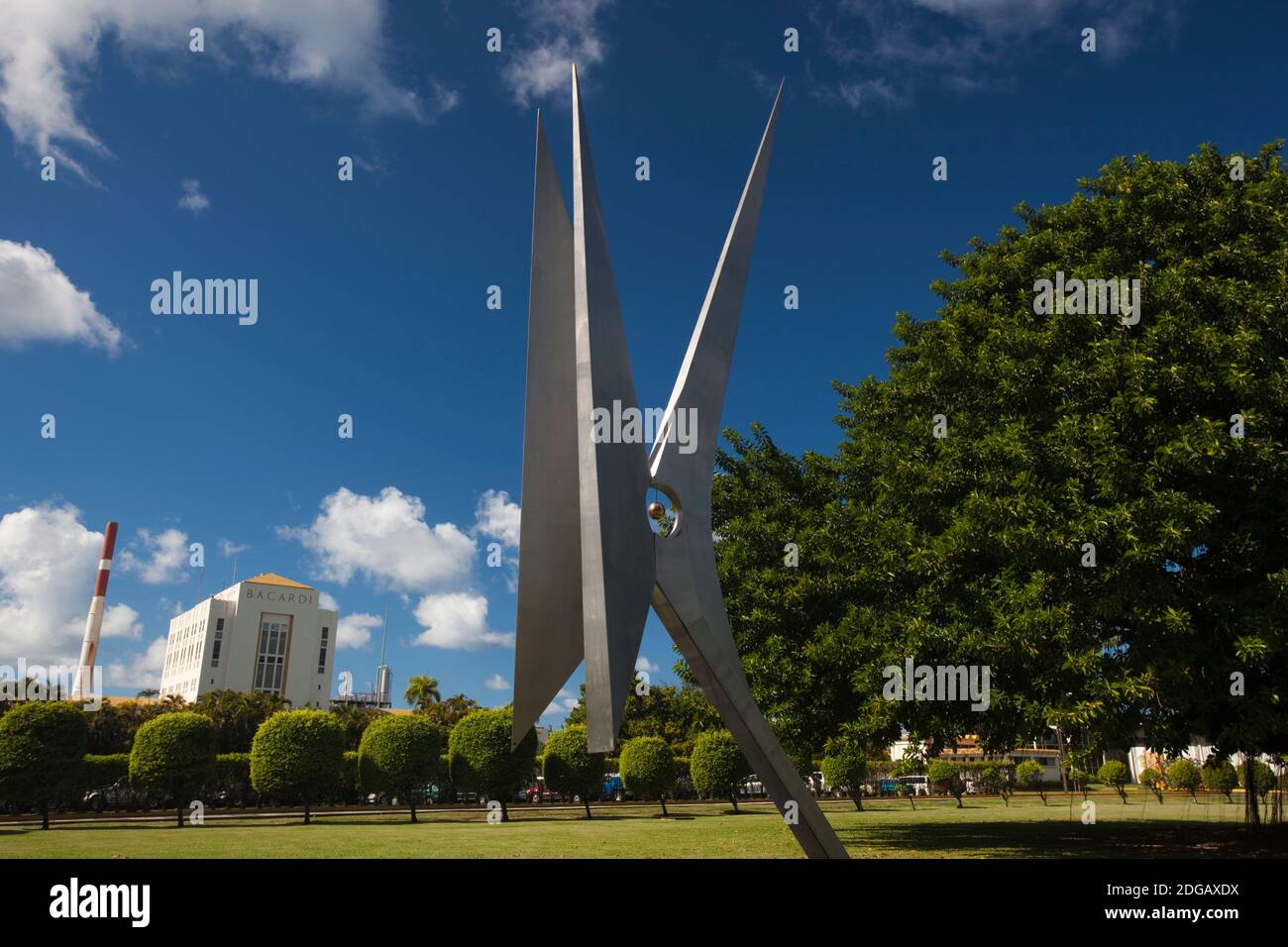 Sculpture in front Bacardi Rum Distillery, Catano, San Juan, Puerto