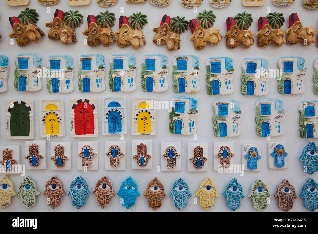 Tunisian souvenir fridge magnets, Carthage, Tunis, Tunisia Stock Photo