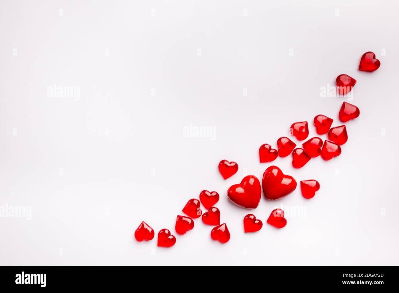 Red Heart shapes on abstract white background. Love concept for ...