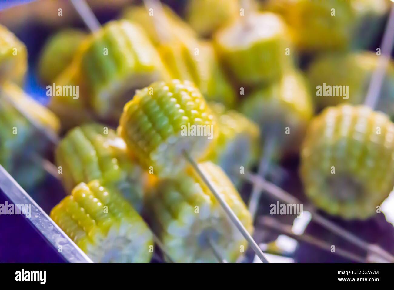 Grilling for mixed sweet corn butter. Grilled sweet corn on the