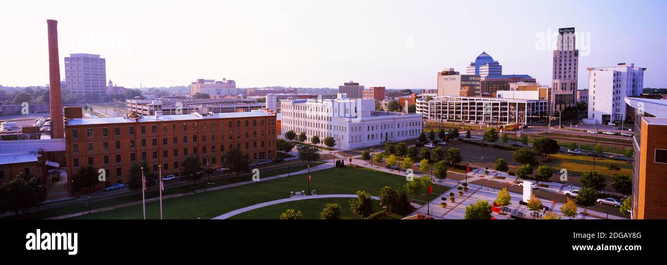 High angle view of buildings in a city, Durham, Durham County, North Carolina, USA Stock Photo