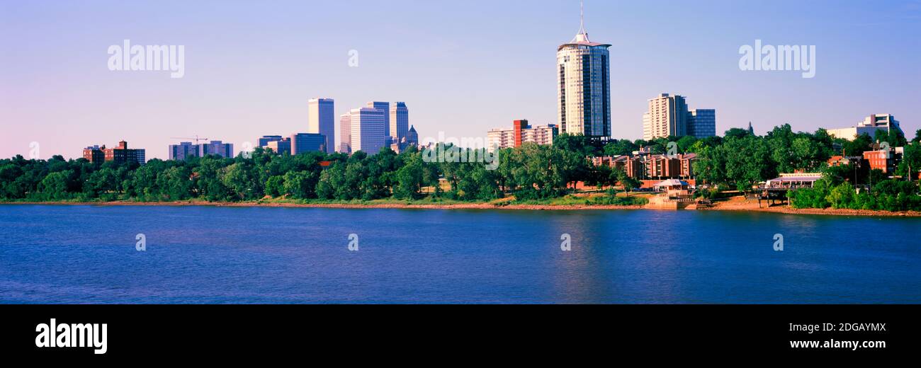 Buildings at the waterfront, Arkansas River, Tulsa, Oklahoma, USA Stock Photo