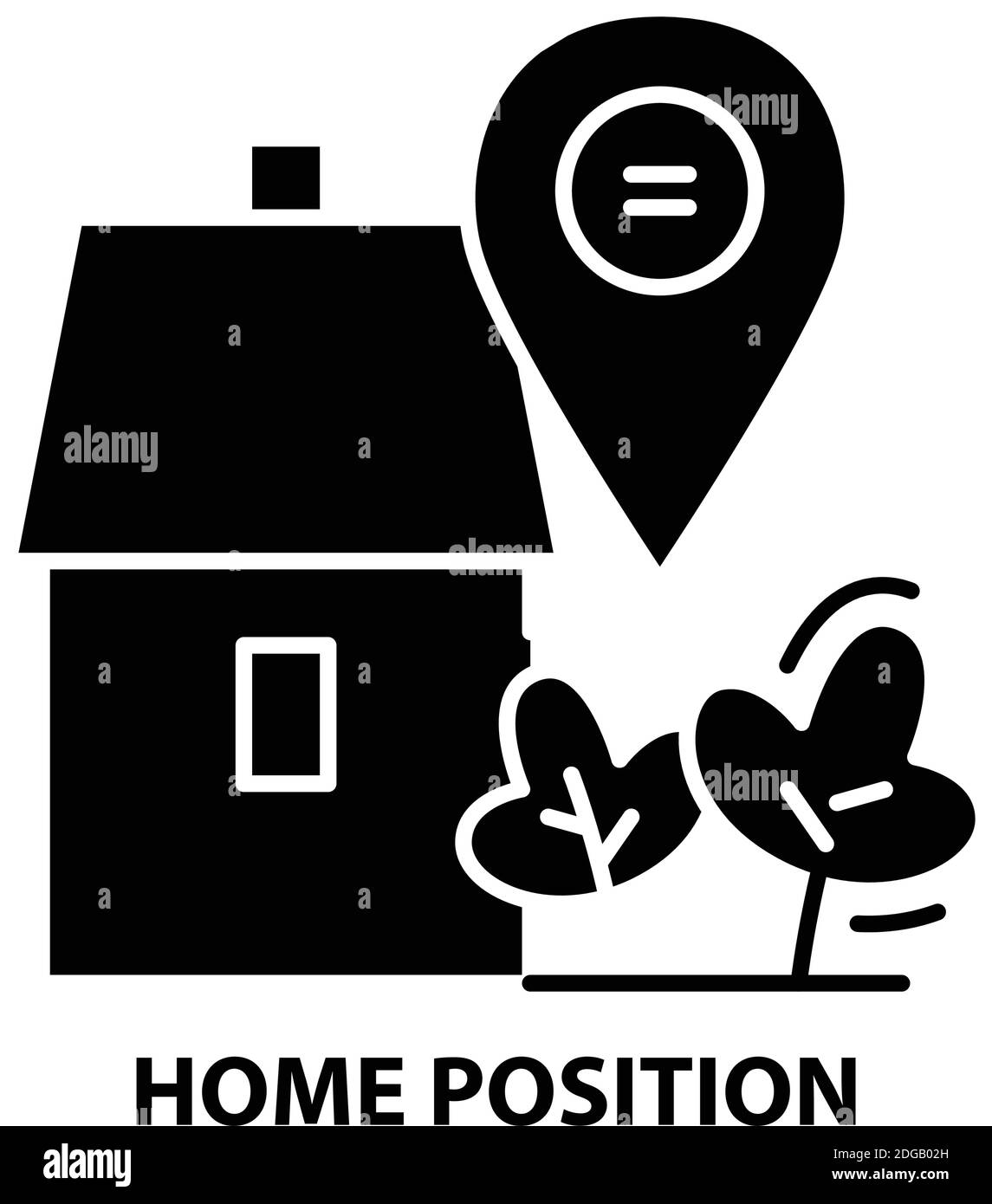 home position icon, black vector sign with editable strokes, concept ...