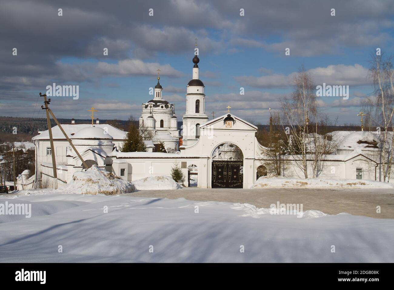 Russia. Kaluga region. Maloyaroslavets. Nikolsky Chernoostrovsky Convent. Stock Photo