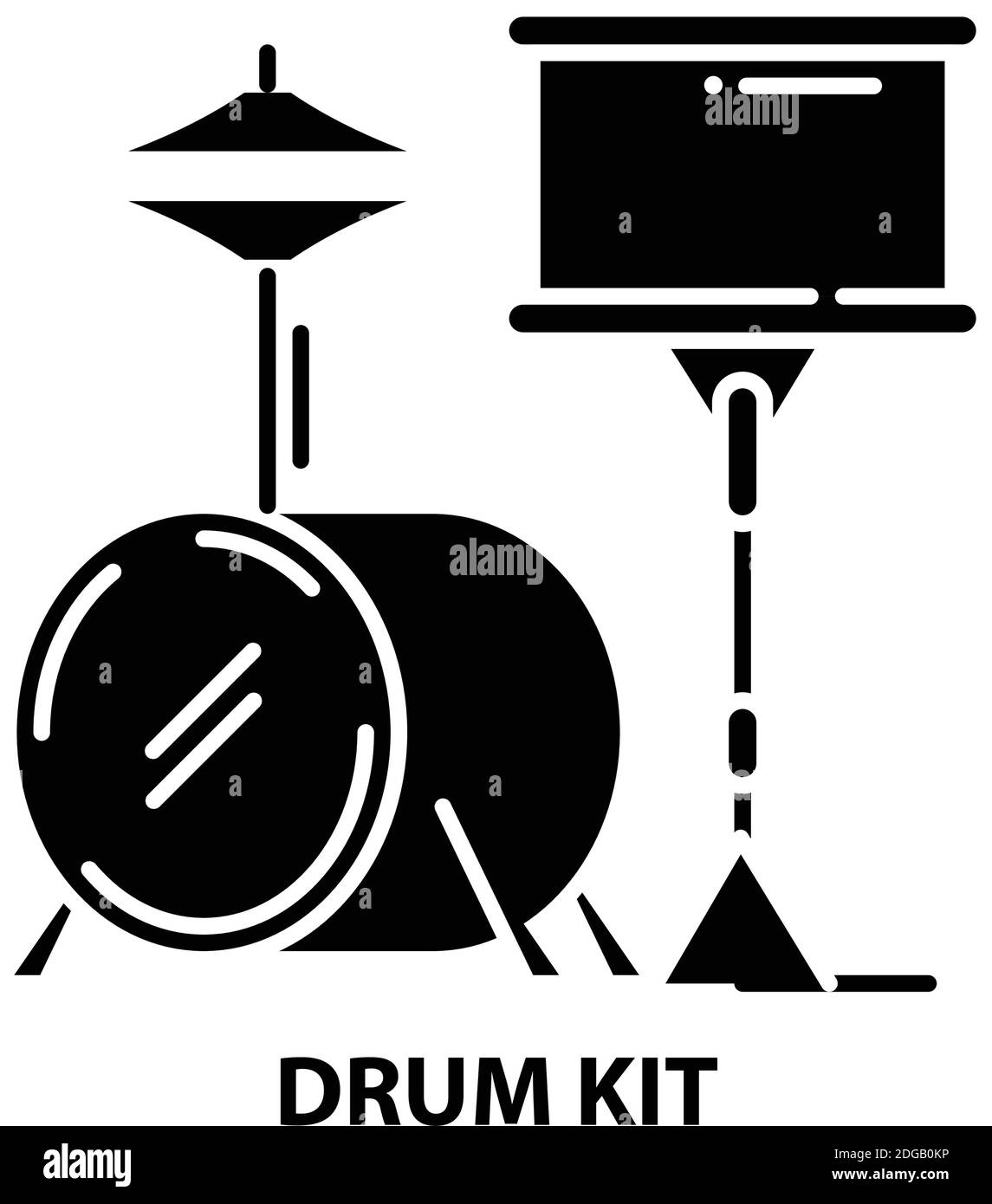 drum kit icon, black vector sign with editable strokes, concept