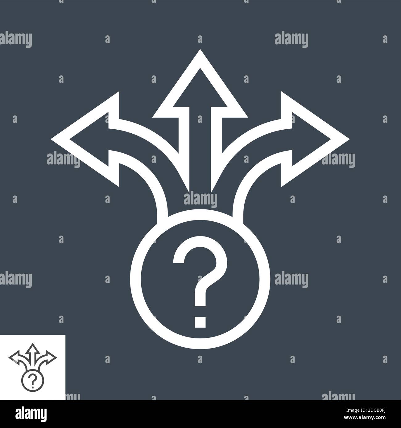Three-Way Direction Arrow Thin Line Vector Icon Stock Vector Image ...