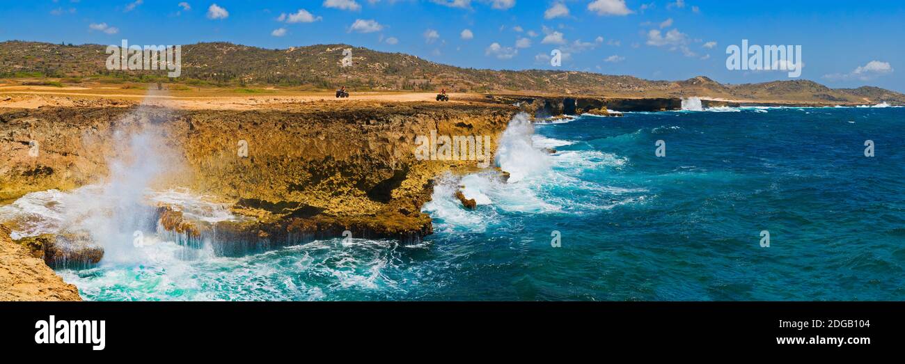 Waves breaking at the coast, Aruba Stock Photo