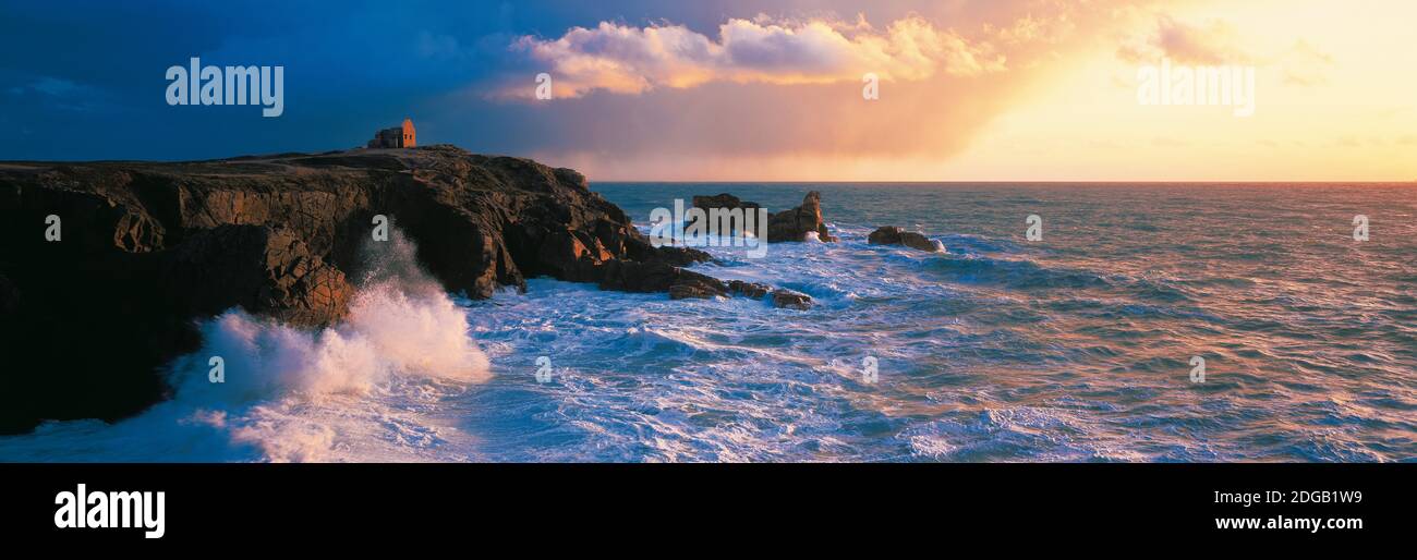 Stormy weather on Quiberon wild coast, Morbihan, Brittany, France Stock Photo