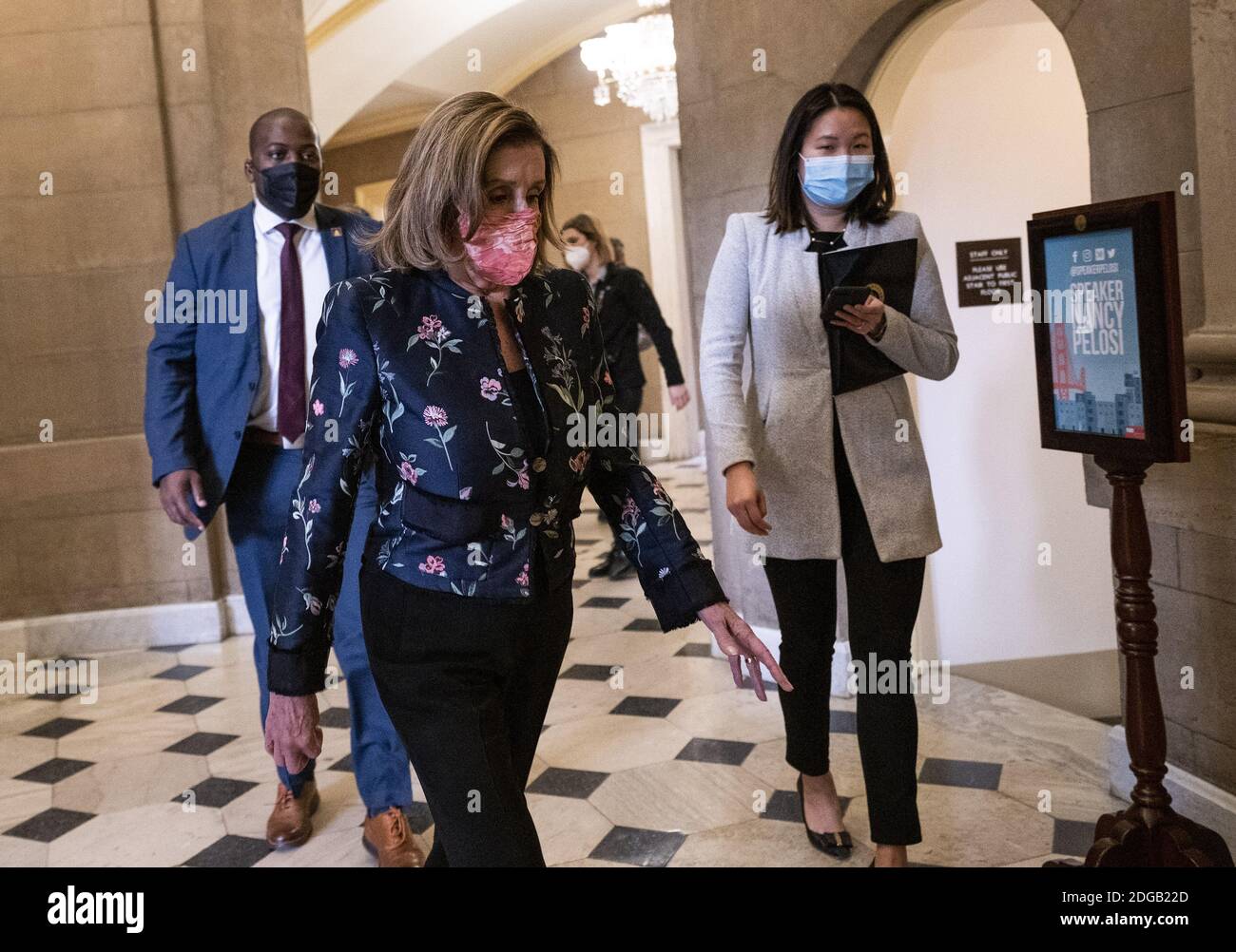 Washington, United States. 08th Dec, 2020. Speaker of the House Nancy Pelosi, D-Calif., leaves the House Chambers as lawmakers continue debate on the next COVID-19 stimulus package, at the U.S. Capitol in Washington, DC on Tuesday, December 8, 2020. Photo by Kevin Dietsch/UPI Credit: UPI/Alamy Live News Stock Photo