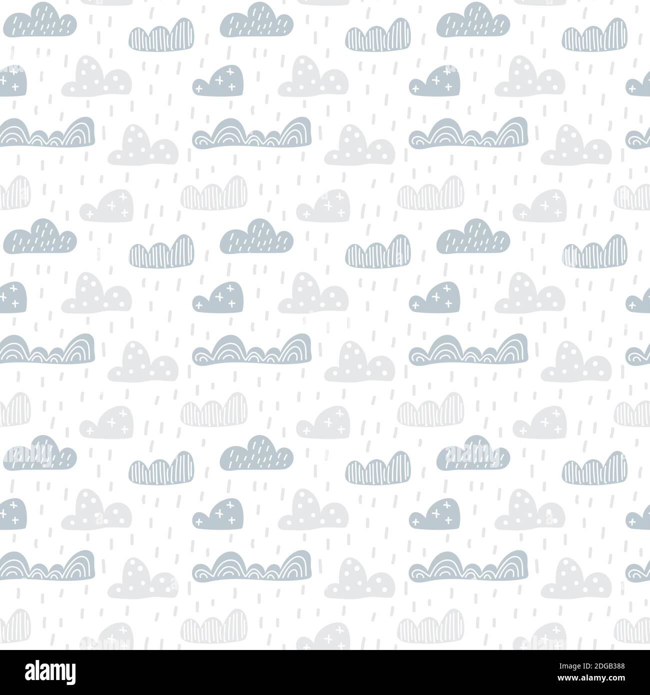 Child cute doodle clouds seamless pattern in scandinavian style. Vector ...