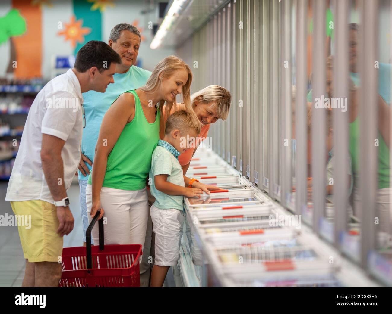 A family in a store Stock Photo