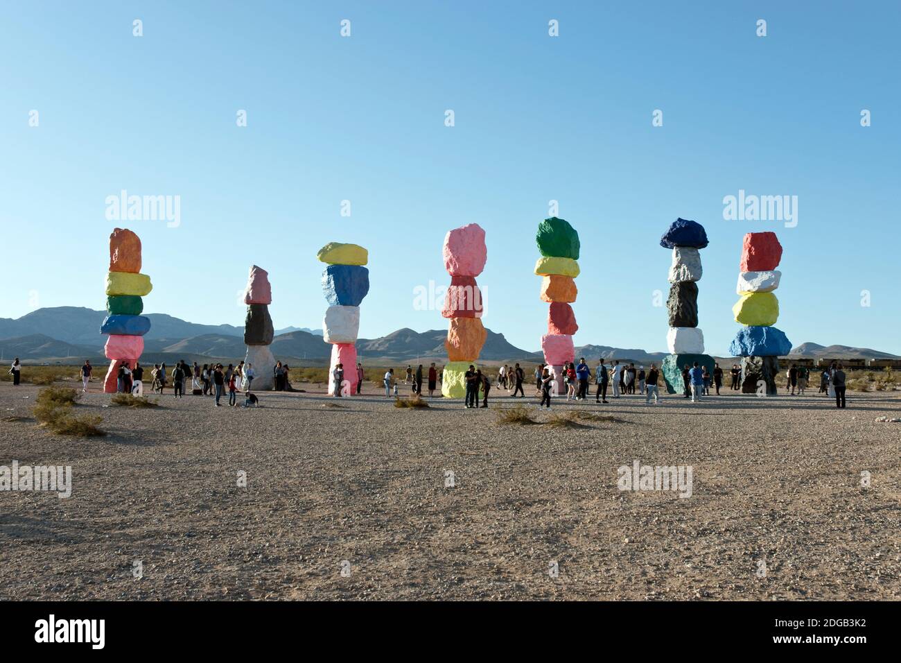 Seven Magic Mountains is an artwork of 33 limestone boulders stacked