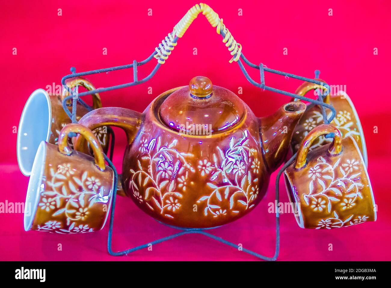 Vintage Thai's style handmade porcelain tea cups set