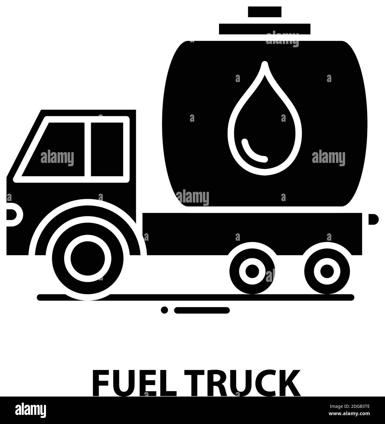 fuel truck icon, black vector sign with editable strokes, concept