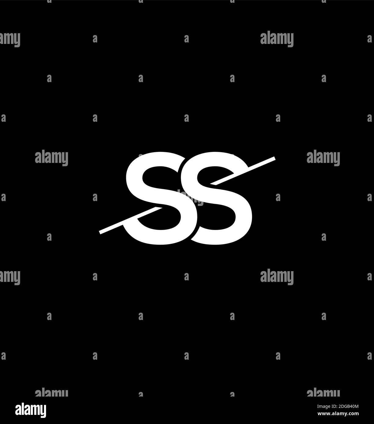 SS monogram with crossing line on black background Stock Vector