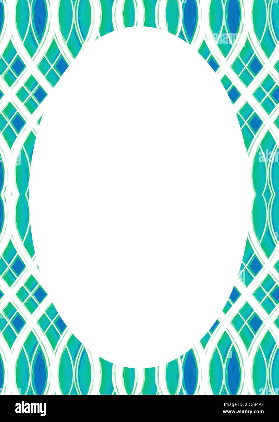 White Frame With Decorated Patterned Rounded Borders Stock Photo