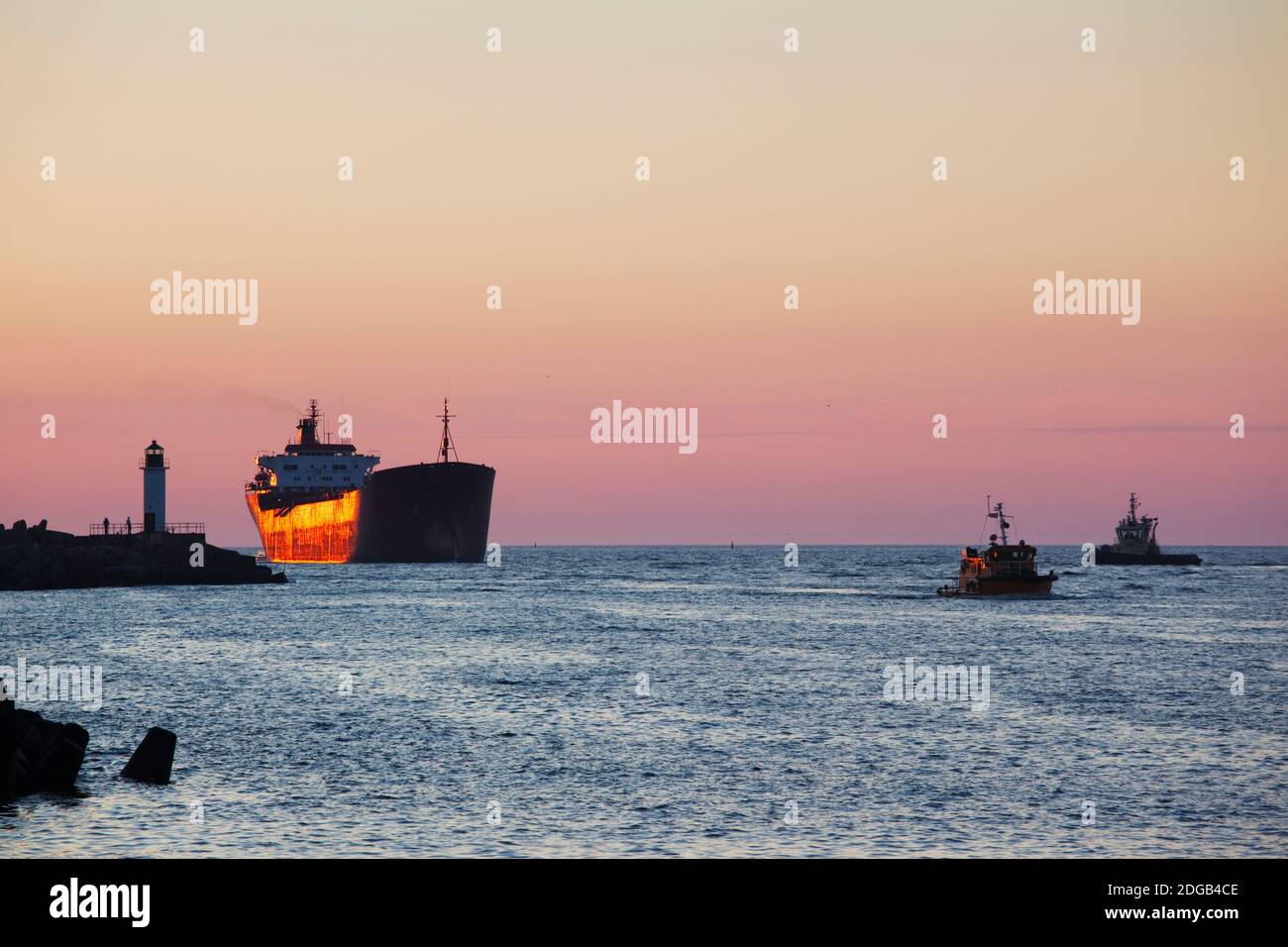 Cruise ship in the sea, Ventspils, Kurzeme Region, Latvia Stock Photo