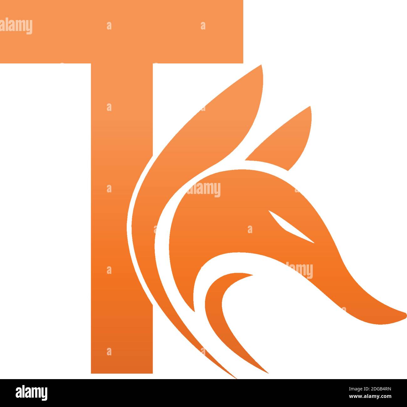 Fox head icon combination with letter T logo icon design vector Stock Vector