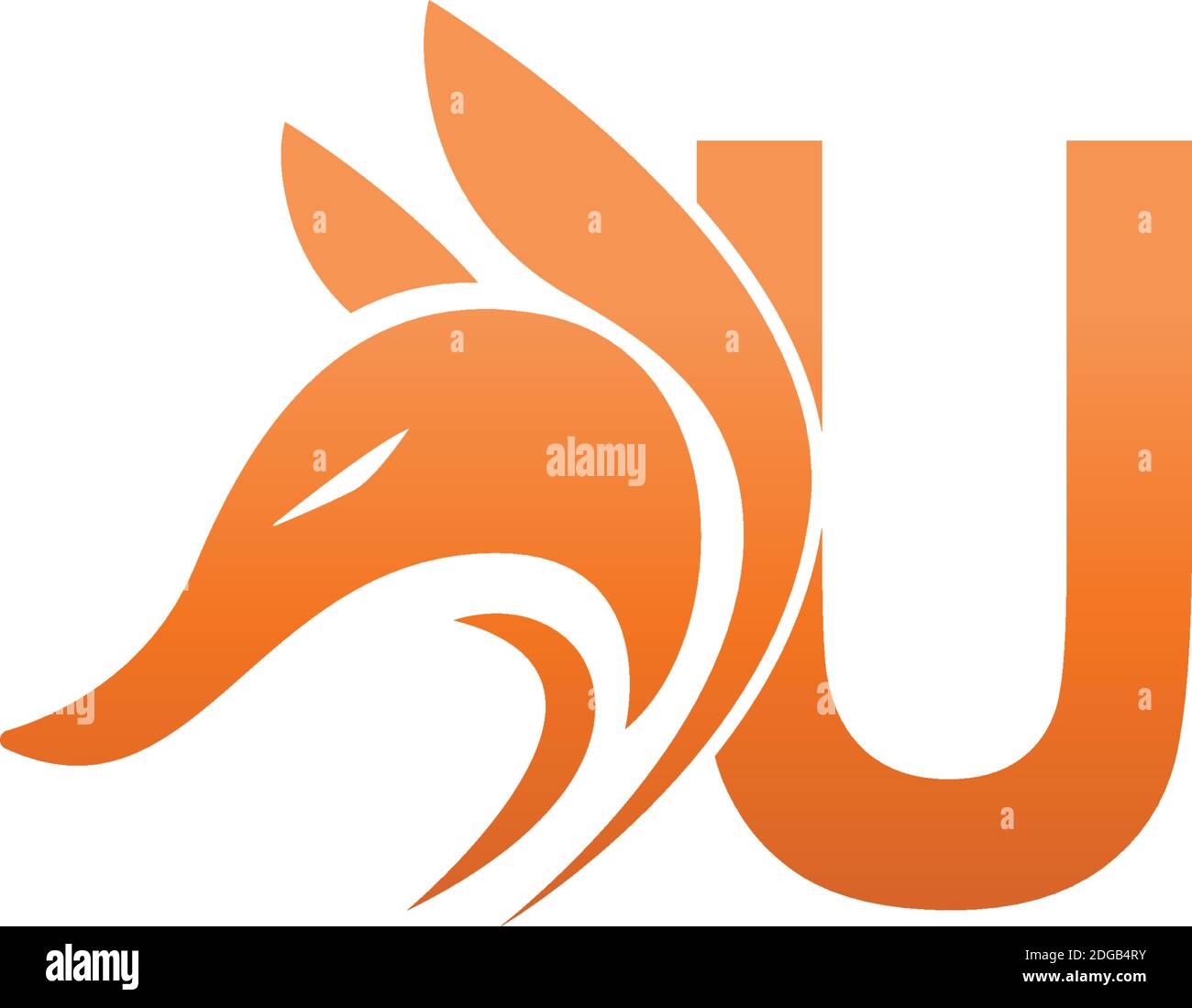 Fox head icon combination with letter U logo icon design vector Stock Vector