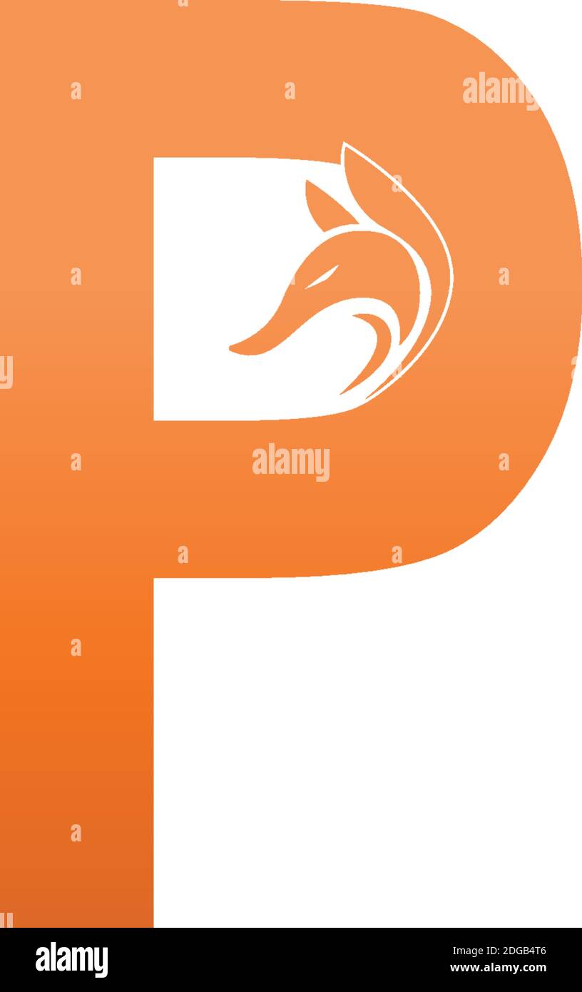 Fox head icon combination with letter P logo icon design vector Stock Vector