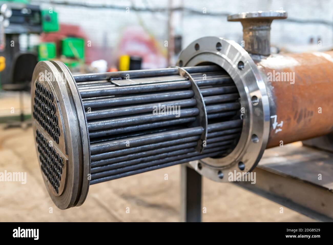 Manufacture of a new heat exchanger with tube bundle Stock Photo Alamy