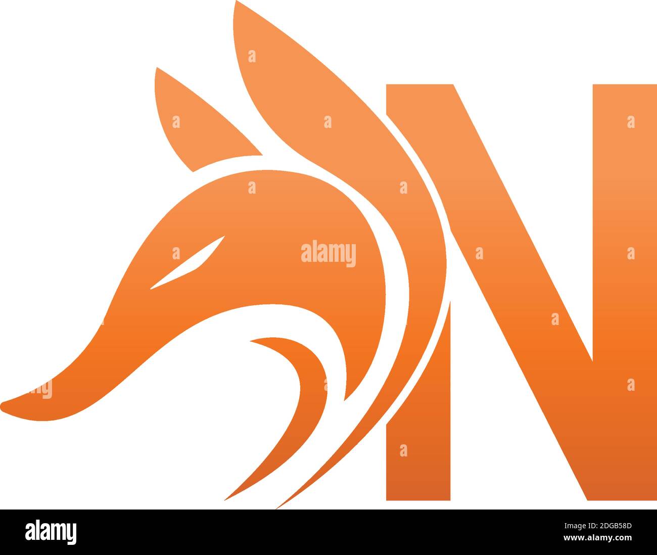 Fox head icon combination with letter N logo icon design vector Stock Vector