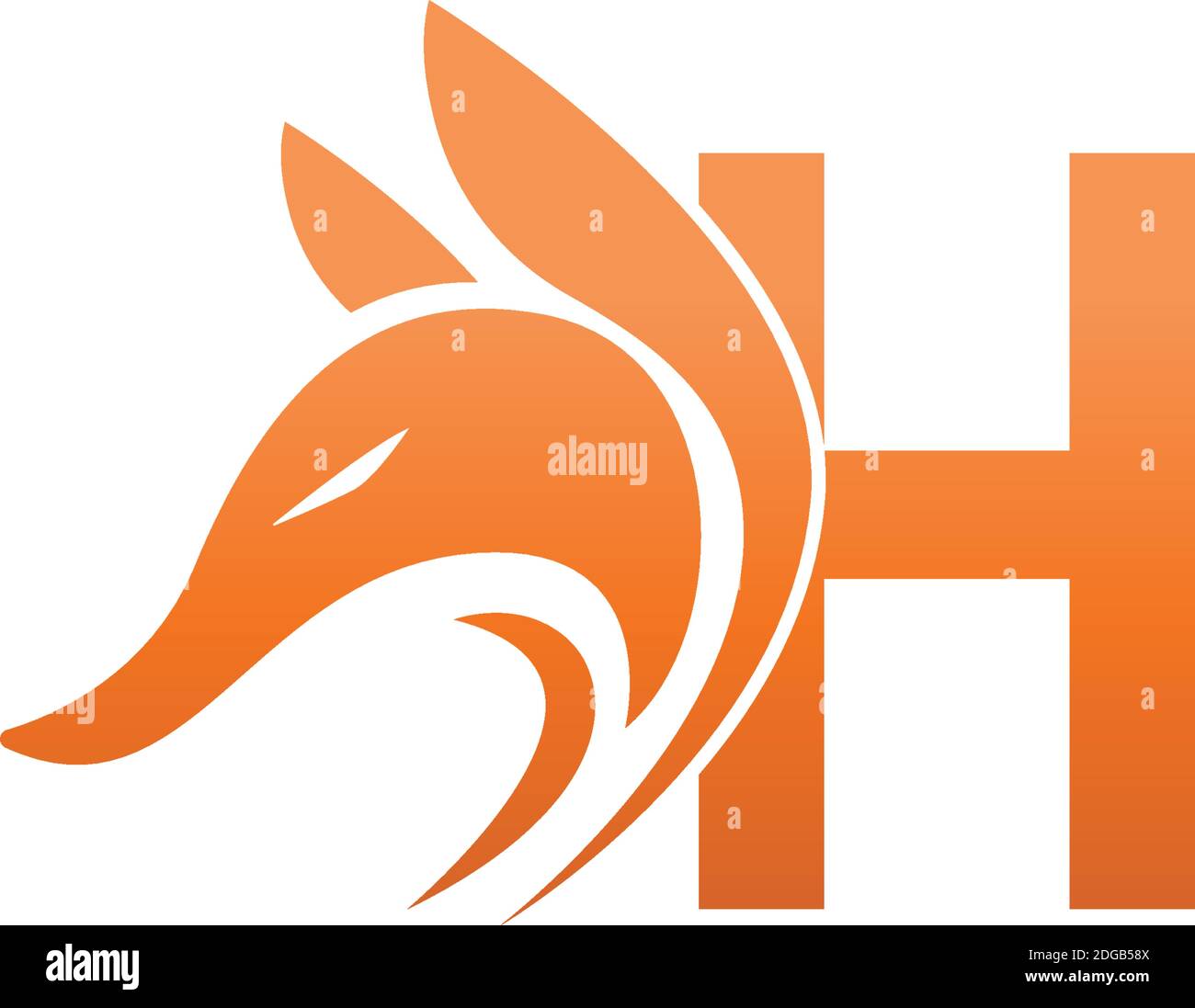 Fox head icon combination with letter H logo icon design vector Stock Vector