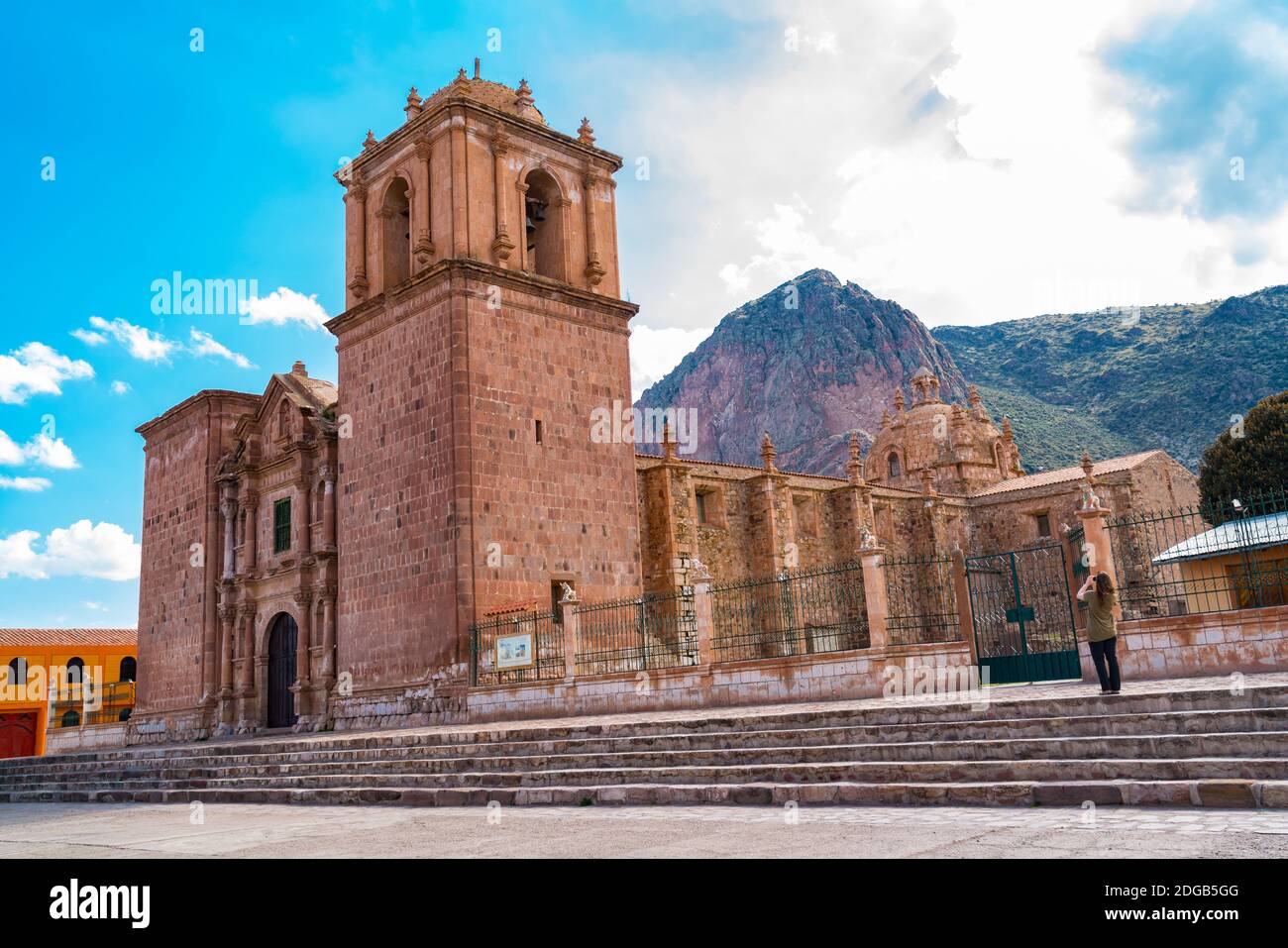 Facade of Santa Isabella Church in Pucara Puno Stock Photo