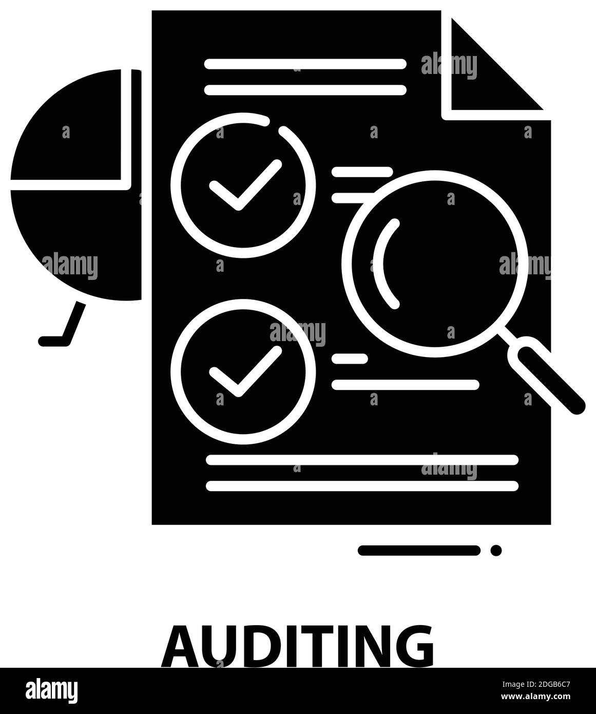 auditing icon, black vector sign with editable strokes, concept ...