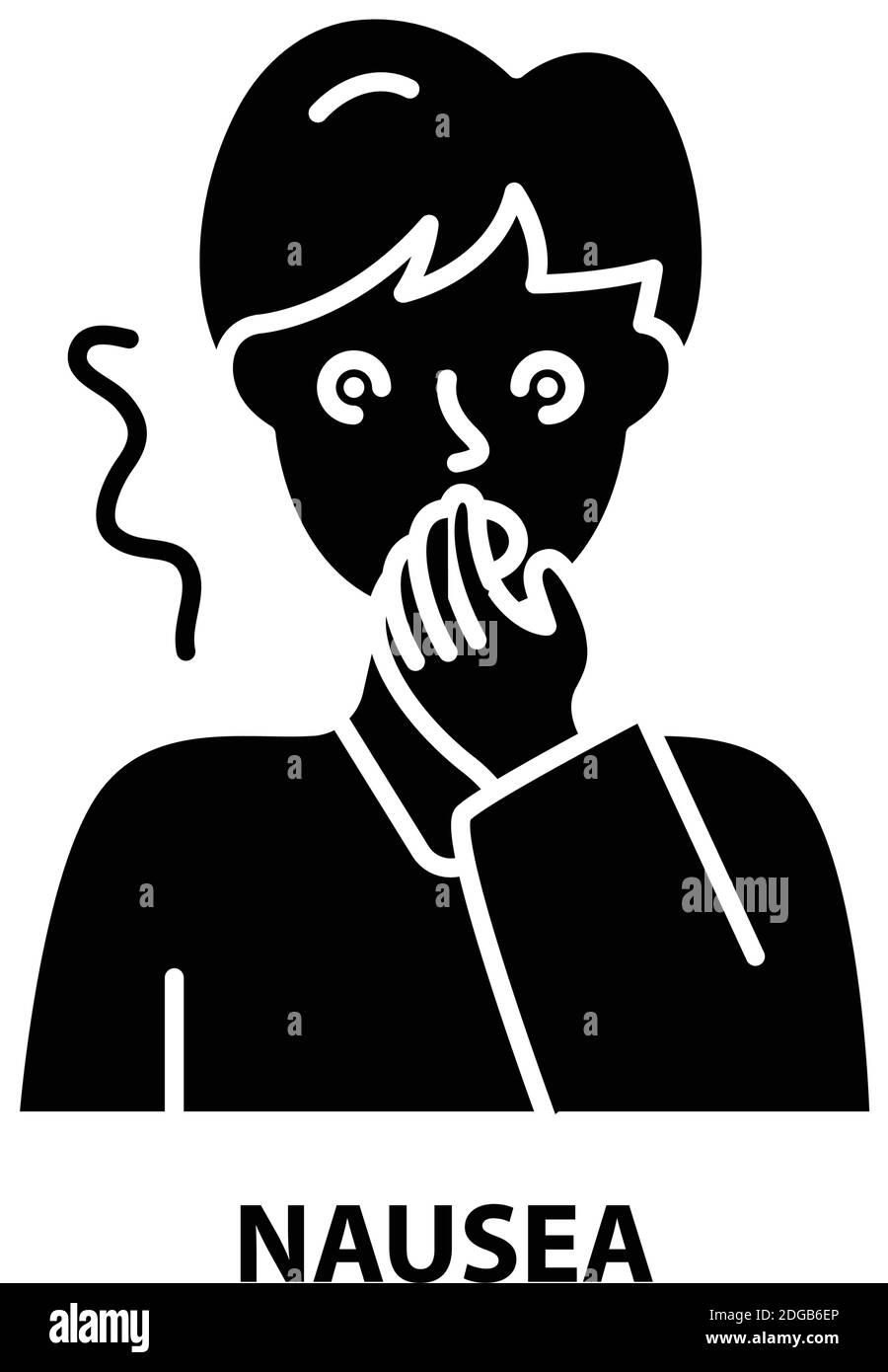 nausea icon, black vector sign with editable strokes, concept