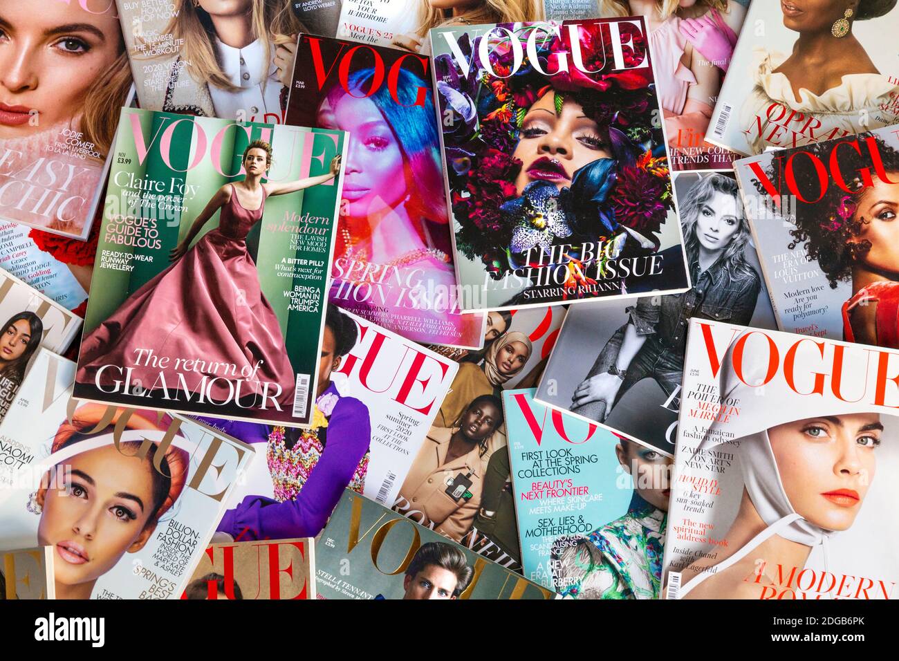 Issues of fashion magazine Vogue laid out Stock Photo