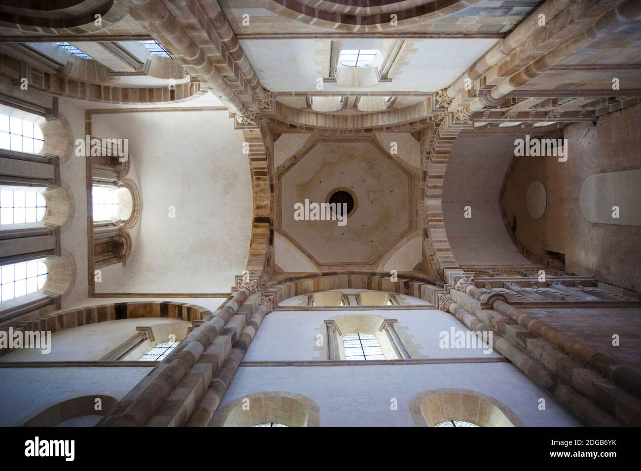 Low angle view of ceiling of an abbey, Cluny Abbey, Maconnais, Saone-et-Loire, Burgundy, France Stock Photo