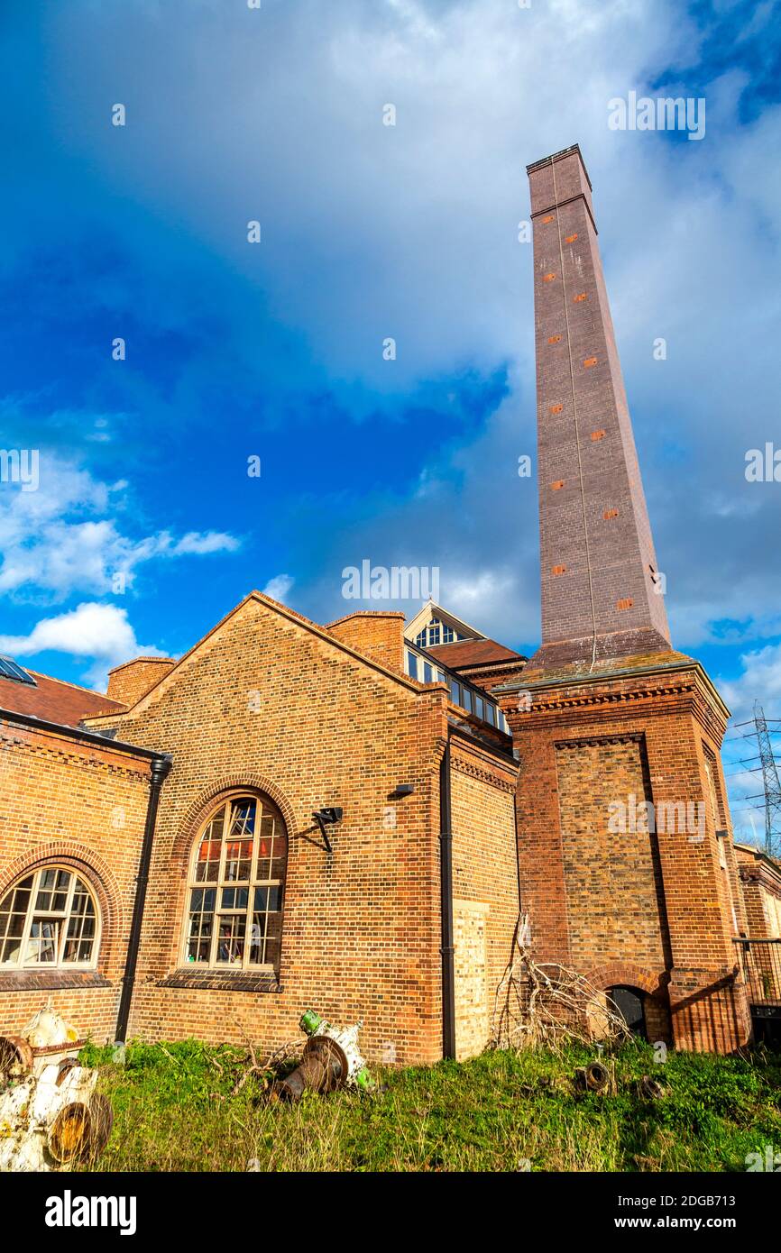 The Engine House with The Larder cafe inside Walthamstow Wetlands, Lea Valley Country Park, London, UK Stock Photo