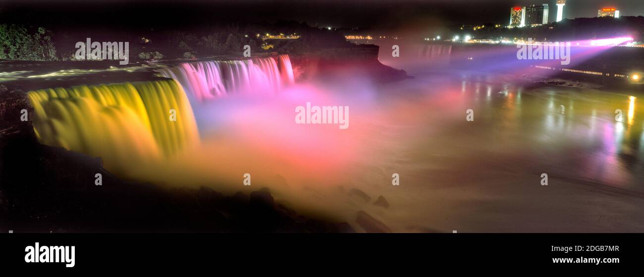 Niagara Falls at night, Niagara River, Niagara County, New York State, USA Stock Photo