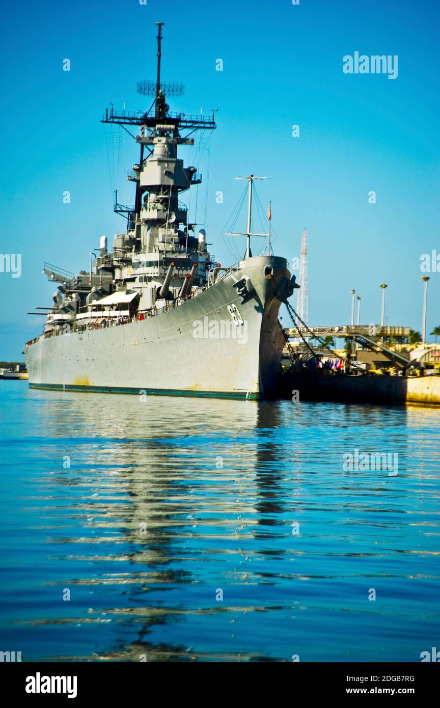 USS Missouri, Pearl Harbor, Honolulu, Oahu, Hawaii, USA Stock Photo