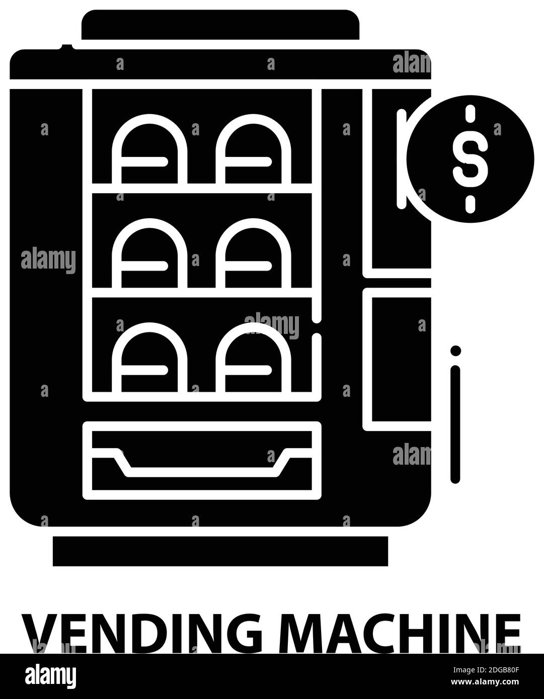 vending machine icon, black vector sign with editable strokes, concept illustration Stock Vector