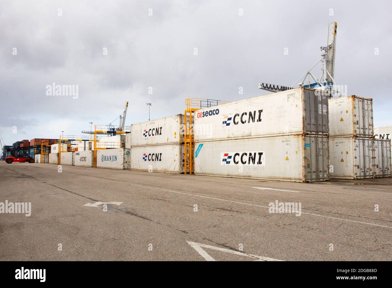 Marín-Spain Containers stacked in the multimodal container terminal on ...