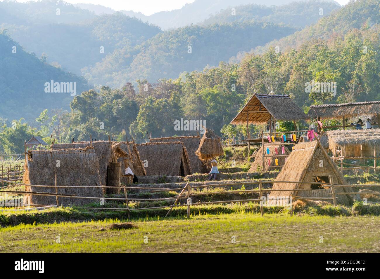 The bamboo bridge and its views Stock Photo