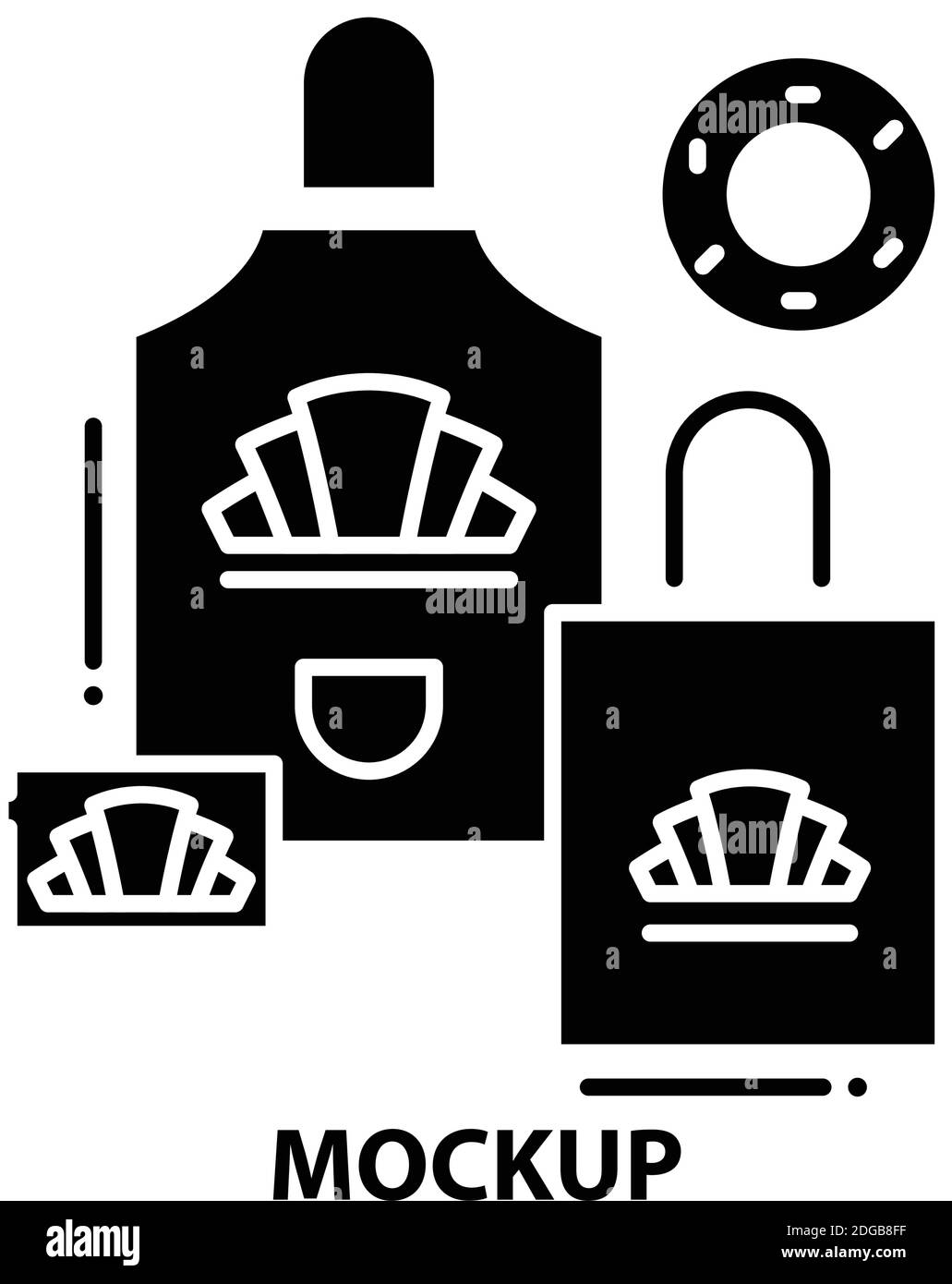 mockup icon, black vector sign with editable strokes, concept ...