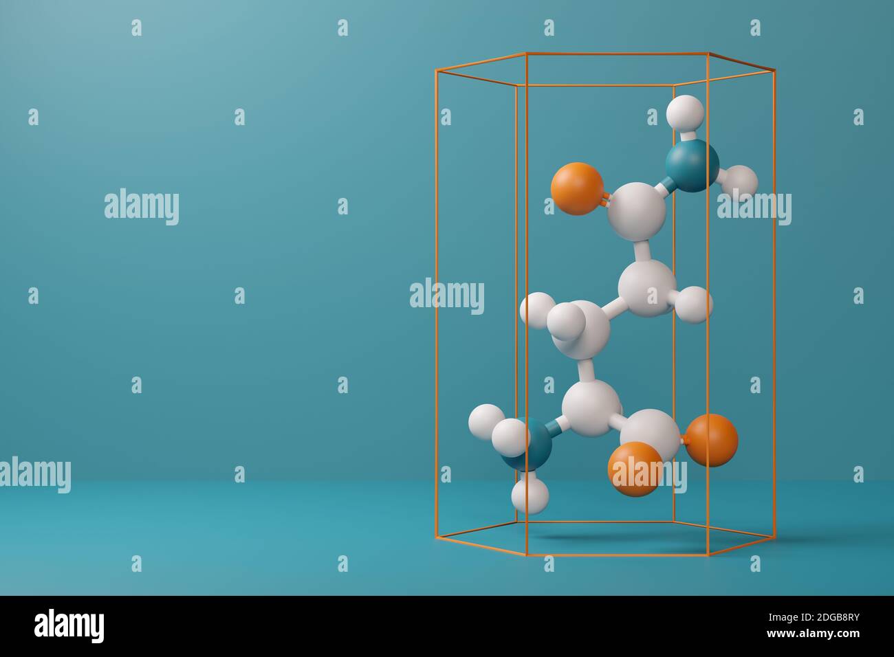 Glutamine (lglutamine, Gln, Q) amino acid molecule. 3D rendering. Ball
