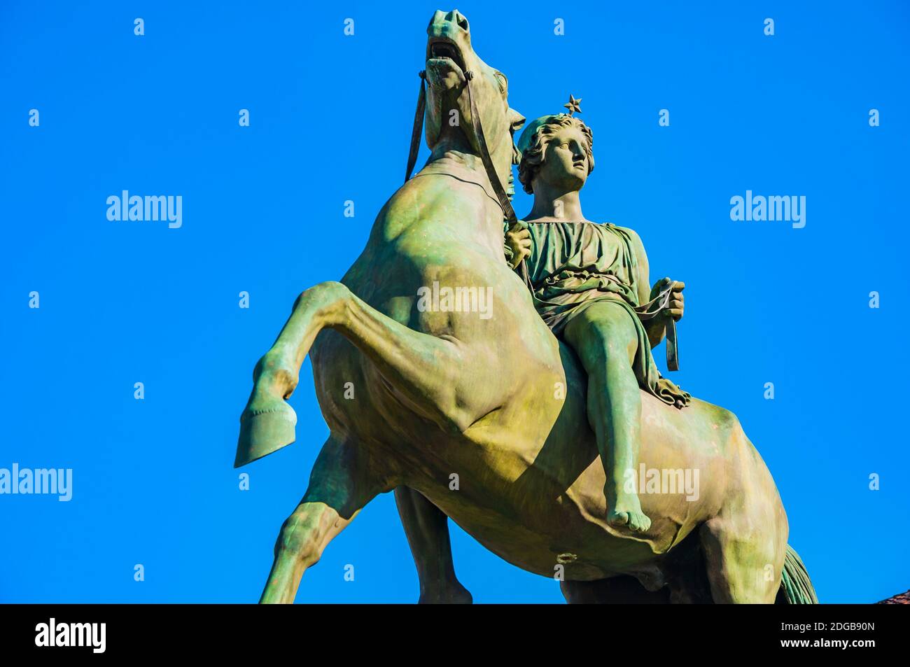 Equestrian statue of Pollux, in the Royal Palace, Palazzo Reale, in Turin. Turin, Piedmont, Italy, Europe Stock Photo