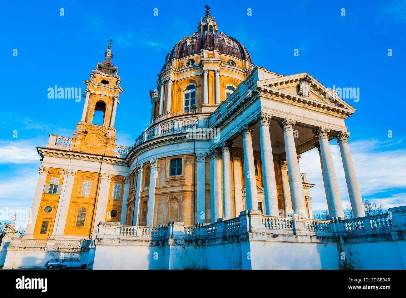 The Basilica of Superga is a church in the vicinity of Turin, Piedmont, Italy, Europe Stock Photo