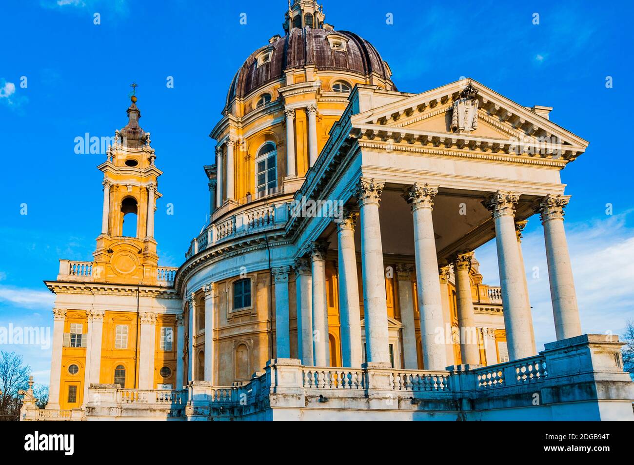 The Basilica of Superga is a church in the vicinity of Turin, Piedmont, Italy, Europe Stock Photo