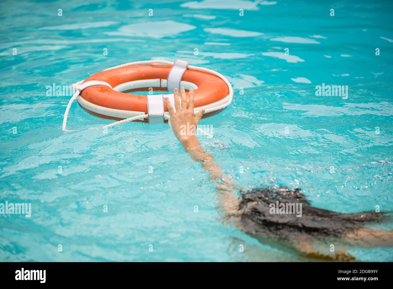 Life buoy, concept of help, rescue. Lifebuoy in water. Life ring