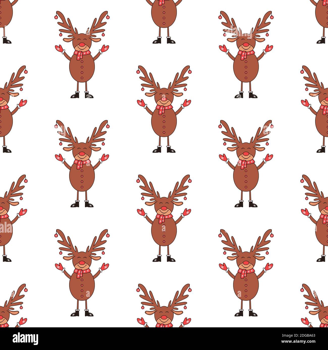 Christmas seamless pattern made from Deer character on a white ...