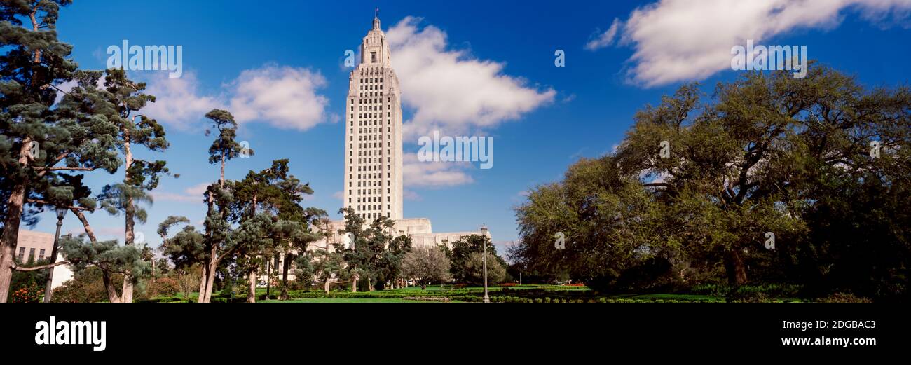Low angle view of a government building, Louisiana State Capitol Building, Baton Rouge, Louisiana, USA Stock Photo
