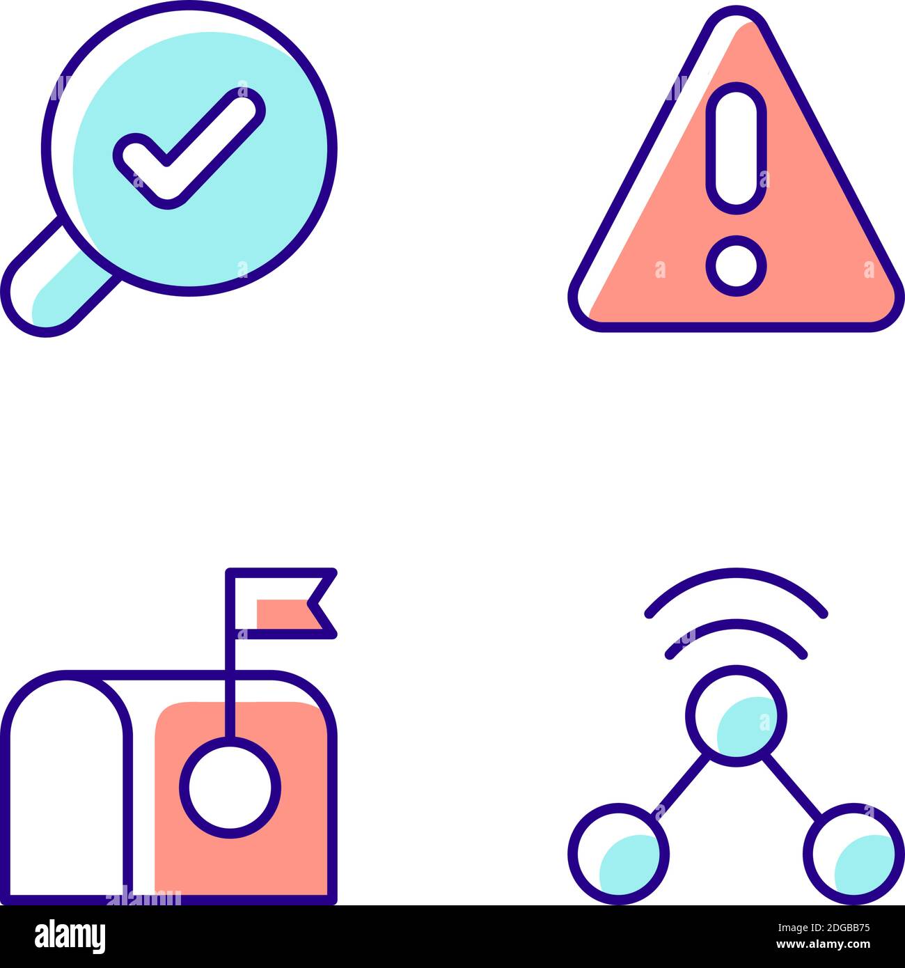 Modern interface usage RGB color icons set Stock Vector